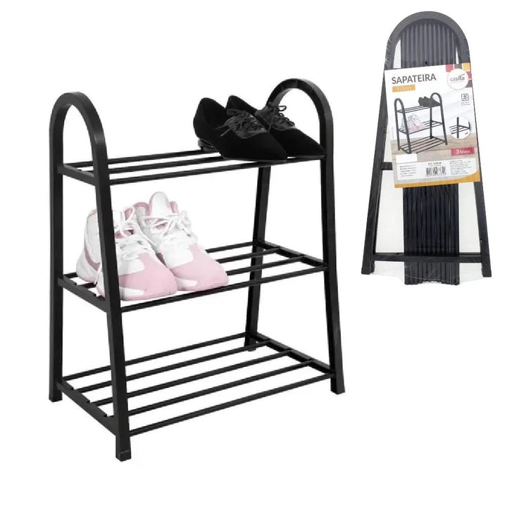 Sapateira Estante Industrial 3 Andares 9 Pares Porta Sapatos Tênis Rack Quarto Closet Lavanderia Preto by 529717