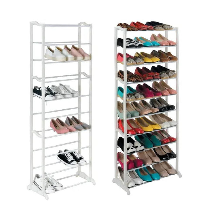 Sapateira Vertical Grande 10 Prateleiras Estante Chão Organizador 30 Pares Tênis Sapatos Closet Quarto by 529717