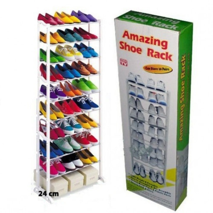 Sapateira Vertical Grande 10 Prateleiras Estante Chão Organizador 30 Pares Tênis Sapatos Closet Quarto by 529717