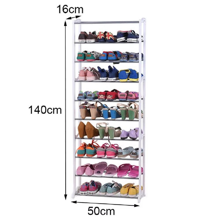 Sapateira Vertical Grande 10 Prateleiras Estante Chão Organizador 30 Pares Tênis Sapatos Closet Quarto by 529717