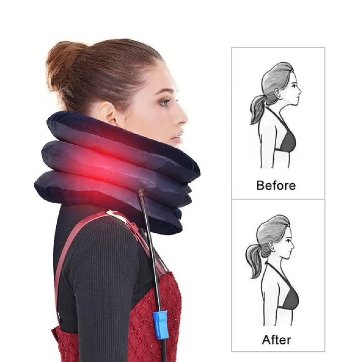 Suporte Pescoço Colar Cervical Inflável Almofada Viagem Travesseiro Ortopédico Alívio Dores Tração by 529717