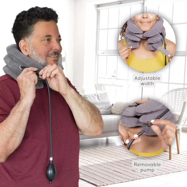 Suporte Pescoço Colar Cervical Inflável Almofada Viagem Travesseiro Ortopédico Alívio Dores Tração by 529717
