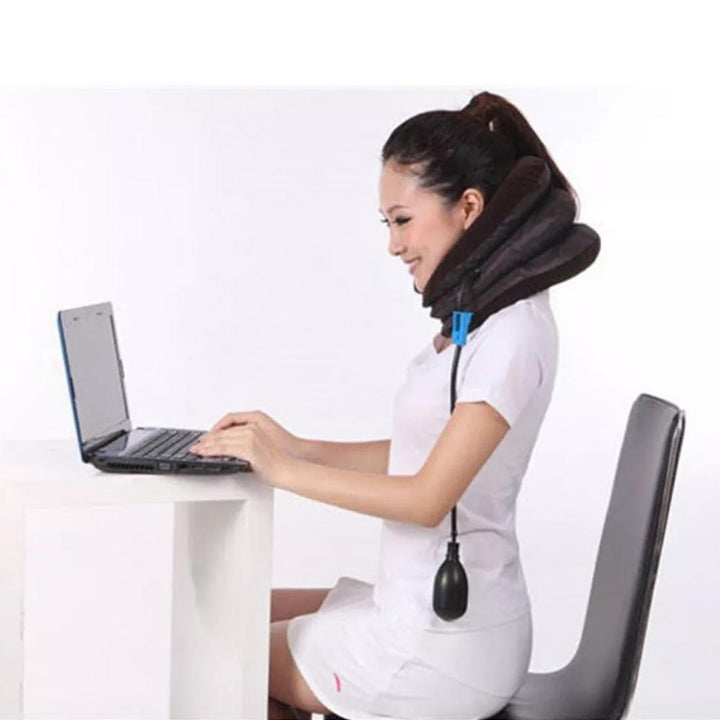 Suporte Pescoço Colar Cervical Inflável Almofada Viagem Travesseiro Ortopédico Alívio Dores Tração by 529717