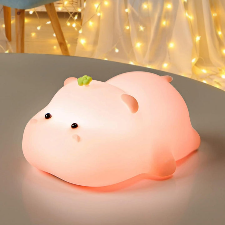 Luminária Infantil Abajur LED Siliconado Baby Hippo