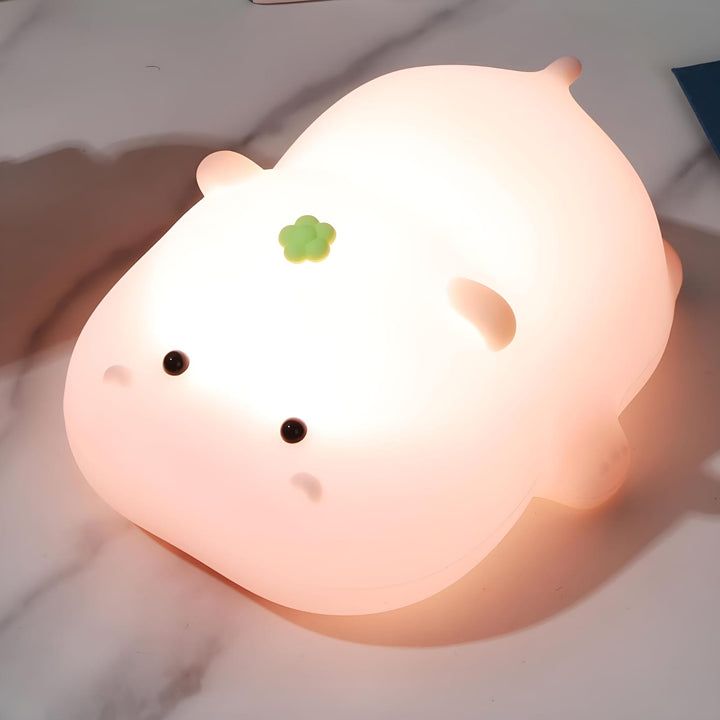 Luminária Infantil Abajur LED Siliconado Baby Hippo