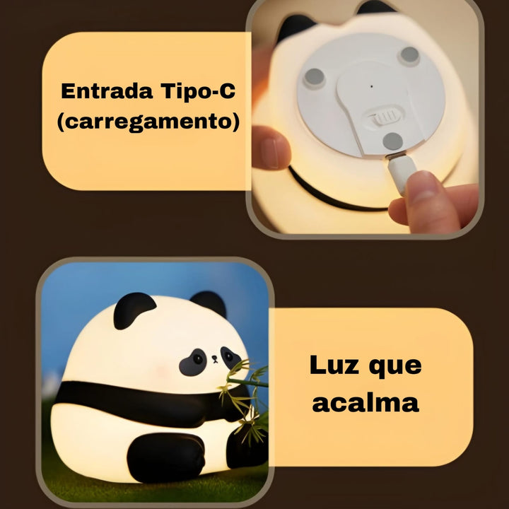 Luminária Infantil Abajur LED Siliconado Panda AKL-L009