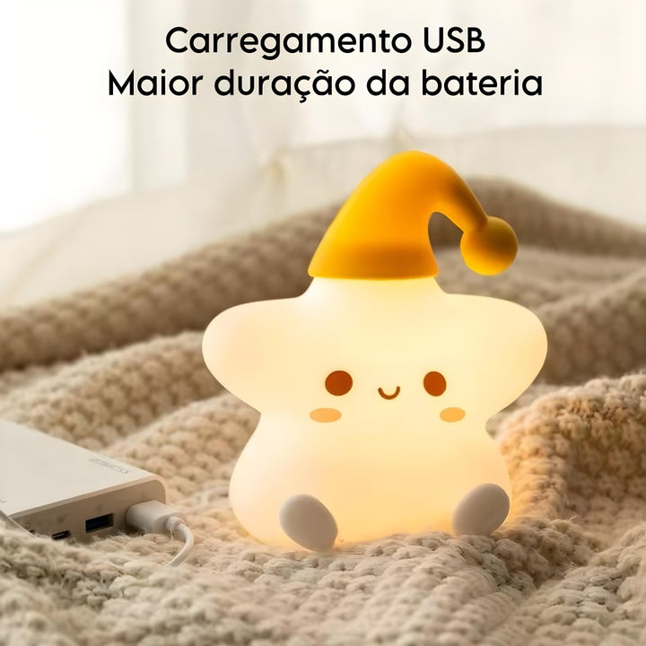 Luminária Infantil Abajur Siliconado Estrela Luz Quente LE-5863