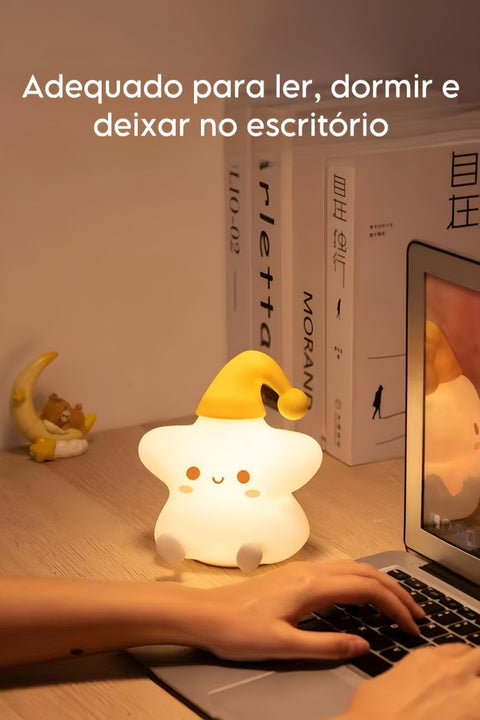 Luminária Infantil Abajur Siliconado Estrela Luz Quente LE-5863