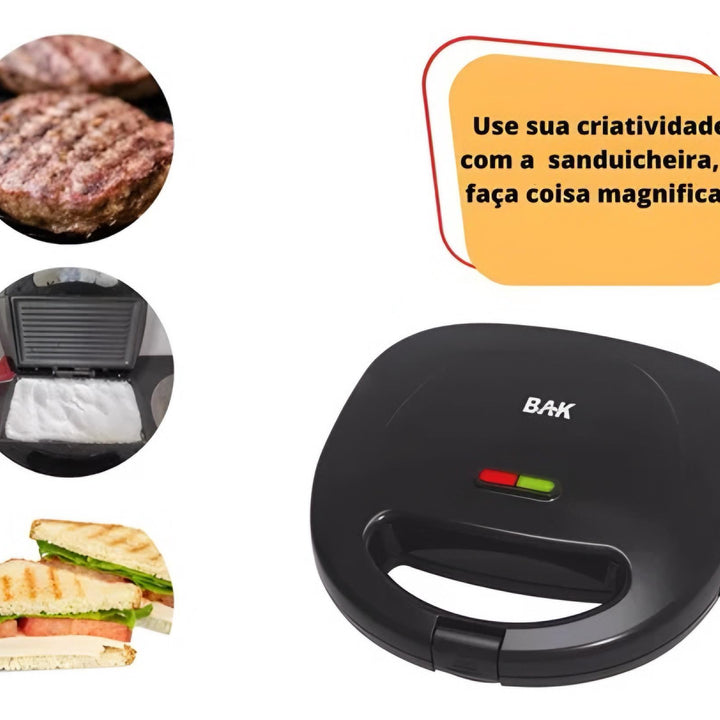 Sanduicheira Elétrica Grill Inox 750W 110V Bak BK-SAND750 by 253444