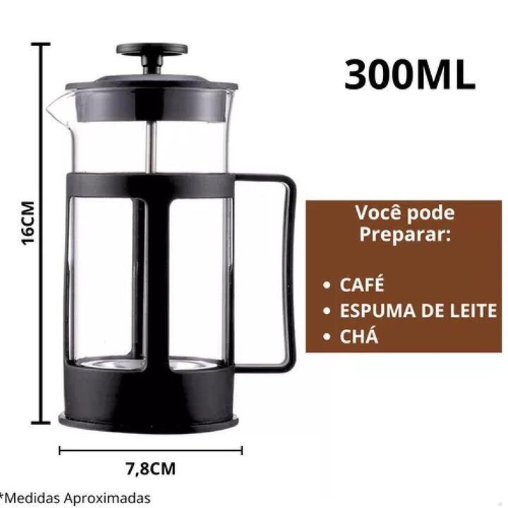 Cafeteira Francesa Prensa Vidro 300Ml Cremeira Chá Café Capuccino Bule French Press Compacta Portátil by 529717