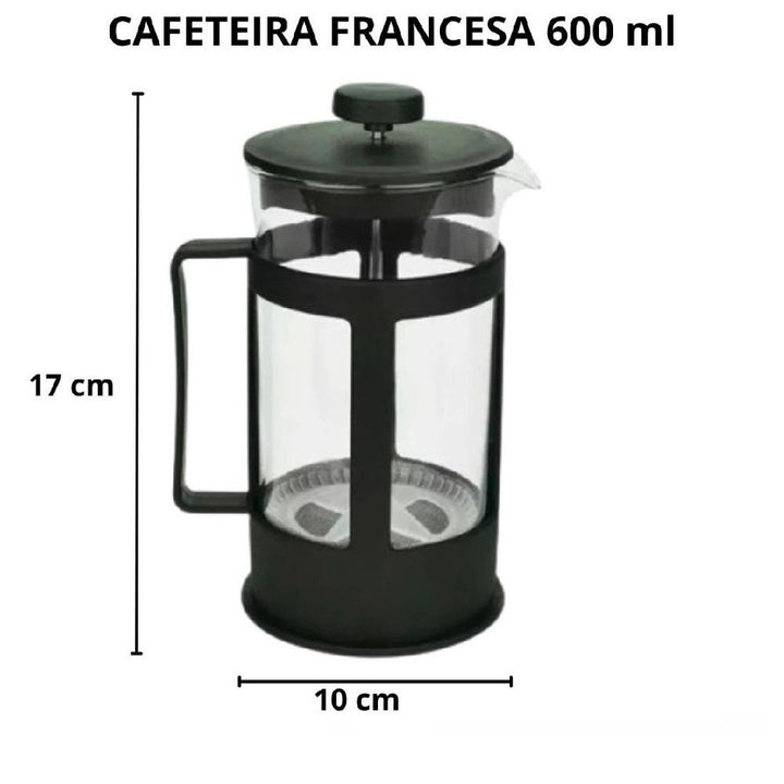 Cafeteira Francesa Prensa Grande 600Ml Vidro Cremeira Café Chá Capuccino Bule French Press Profissional by 529717