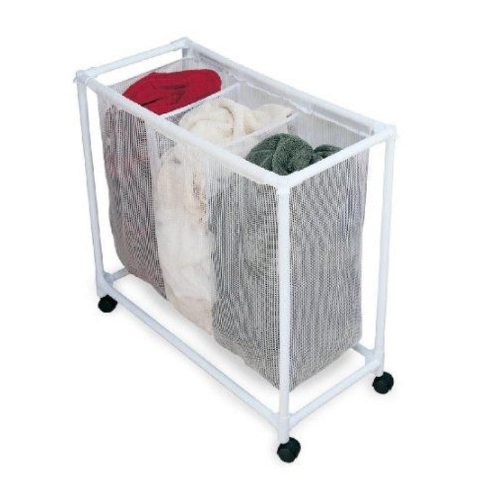 Carrinho Lavanderia Triplo Organizador Cesto Roupas 3 Divisórias Lençol Toalha Casa Hotel Pousada Rodinhas by 529717