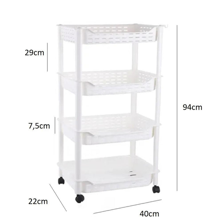 Carrinho Organizador Multiuso 4 Prateleiras Brinquedos Cozinha Escritório Varanda Fruteira Manicure Branco by 529717