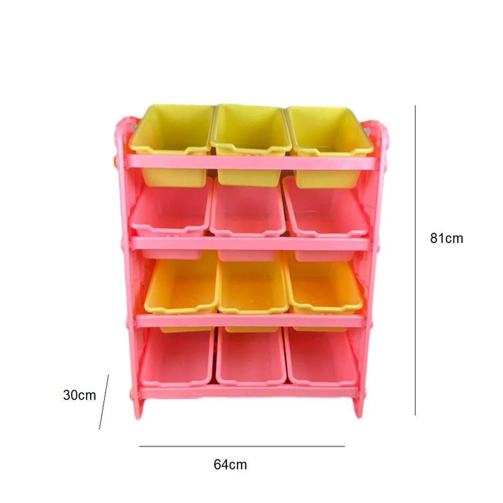 Estante Infantil Baú Brinquedos Organizador Rosa Colorido Armário 12 Gavetas Nichos Quarto Meninas by 529717
