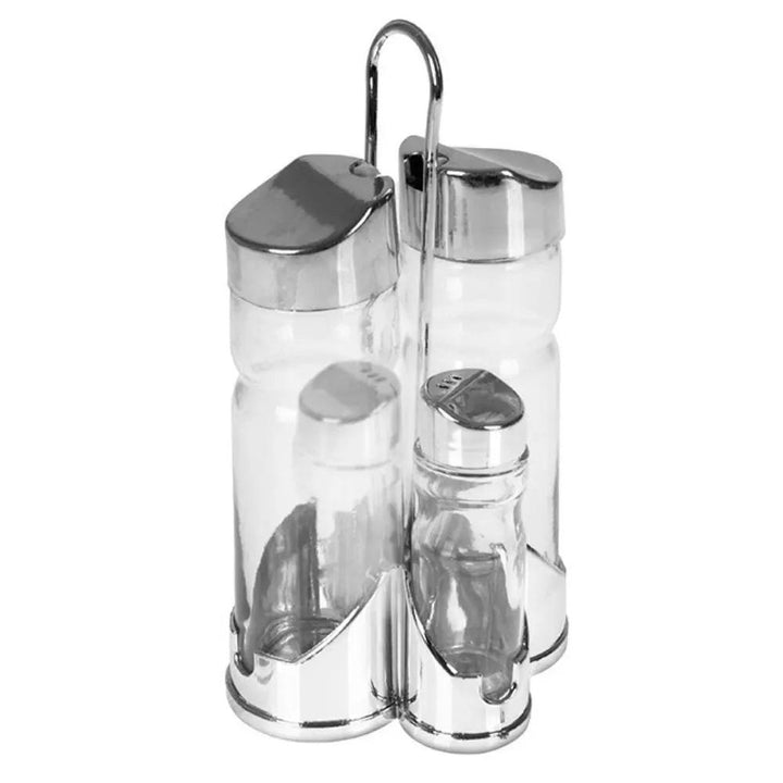 Galheteiro Vidro 5 Peças Suporte Kit Azeite Vinagre Sal Temperos Mesa Cozinha Bar Restaurante Portátil by 529717