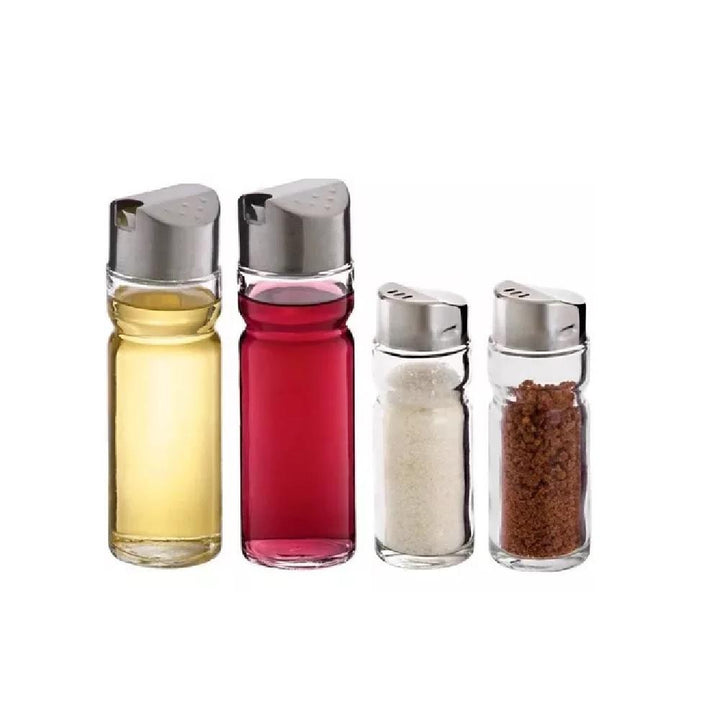 Galheteiro Vidro 5 Peças Suporte Kit Azeite Vinagre Sal Temperos Mesa Cozinha Bar Restaurante Portátil by 529717