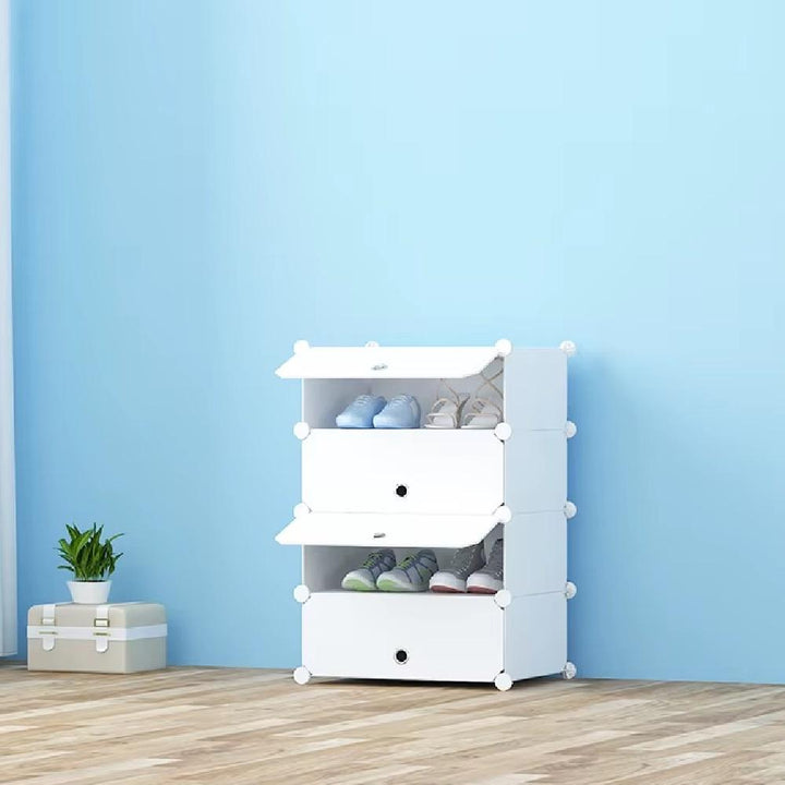 Guarda Roupa Sapateira Modular 4 Prateleiras Portátil Organizador Brinquedos Armário Quarto Sala Branco by 529717