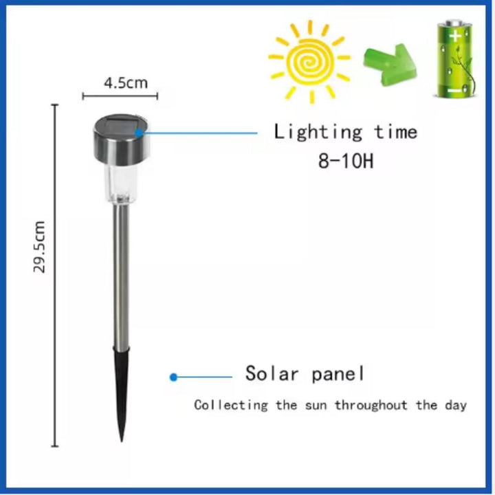 Luminária Solar Balizadora Led Automática Inox Espeto Jardim Poste Recarregável Iluminação Decoração by 529717