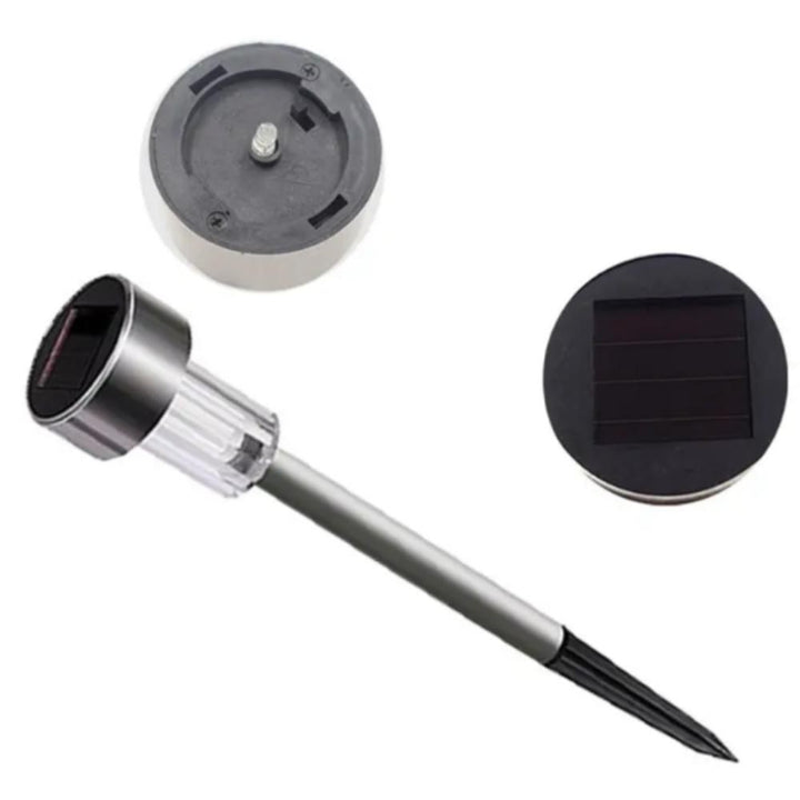 Luminária Solar Balizadora Led Automática Inox Espeto Jardim Poste Recarregável Iluminação Decoração by 529717