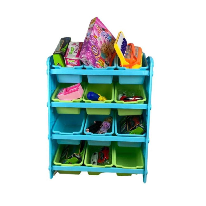 Organizador Infantil Azul Estante Brinquedos Colorida 12 Gavetas Nichos Armário Baú Quarto Meninos by 529717