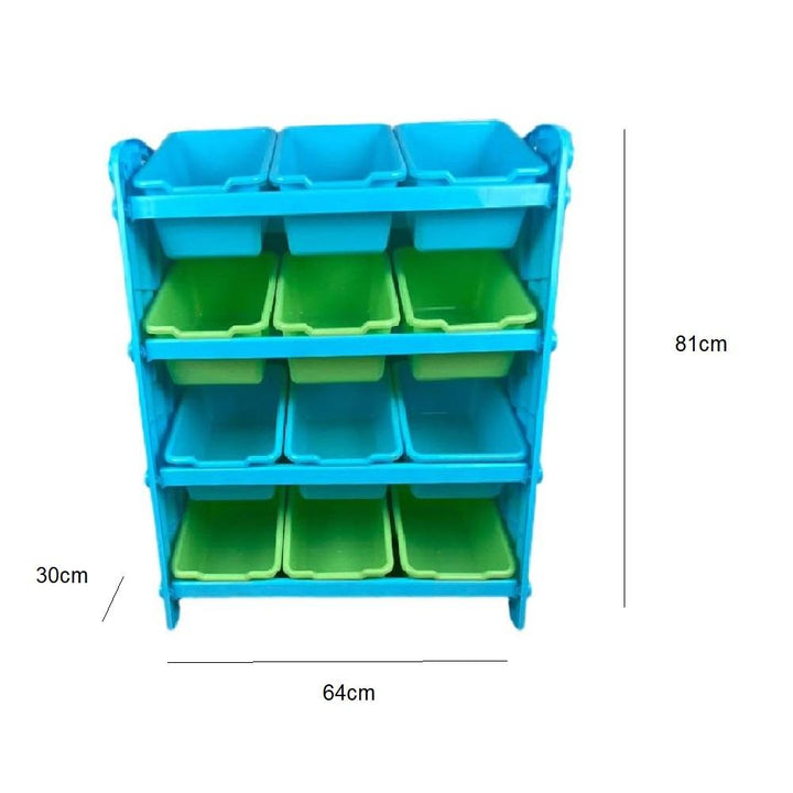 Organizador Infantil Azul Estante Brinquedos Colorida 12 Gavetas Nichos Armário Baú Quarto Meninos by 529717