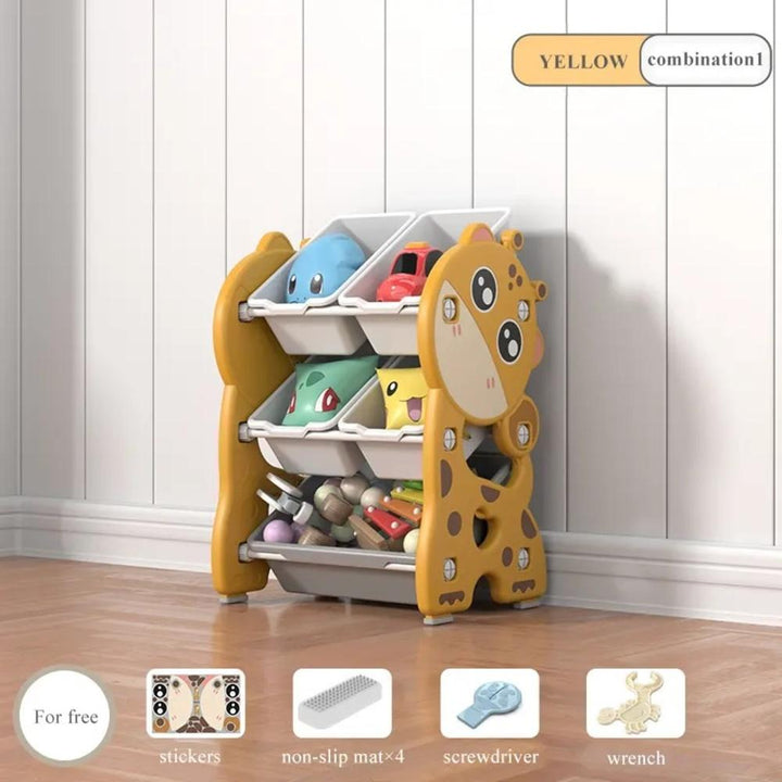 Organizador Infantil Girafa Amarelo Estante Brinquedos Baú Caixa Multiuso Quarto Bebê Armário Treco by 529717