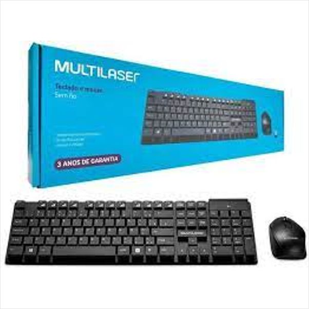 KIT TECLADO E MOUSE SEM FIO MULTILASER TECLAS FLUTUANTES PRETO TC251 by 537135