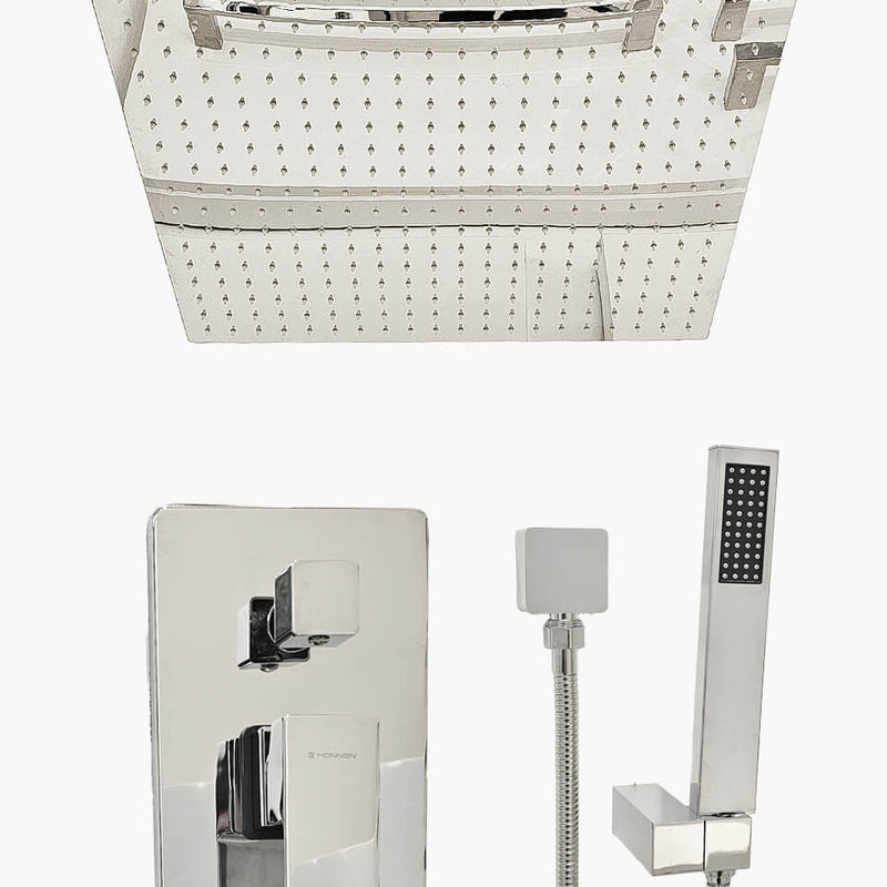 Kit Ducha Chuveiro 50 cm de Teto Quadrada com Ducha Manual e Registro Monocomando - Konnen Metais - CH-K-50-Q-T-C by 627745