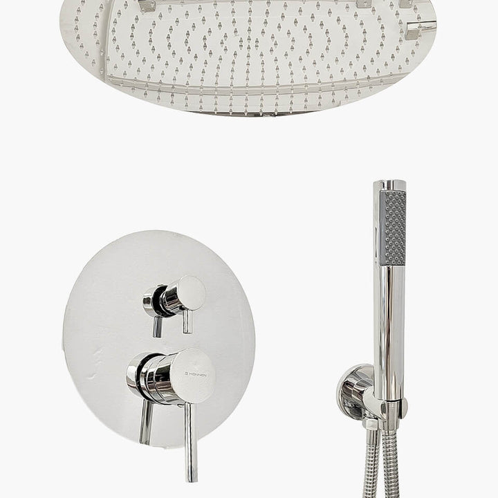 kIT Ducha Chuveiro 50 cm de Teto Round com Ducha Manual e Registro Monocomando - Konnen Metais - CH-K-50-R-T-C by 627745