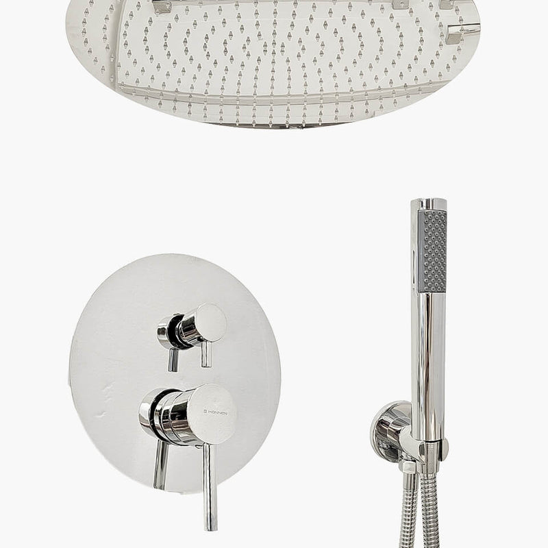 kIT Ducha Chuveiro 50 cm de Teto Round com Ducha Manual e Registro Monocomando - Konnen Metais - CH-K-50-R-T-C by 627745