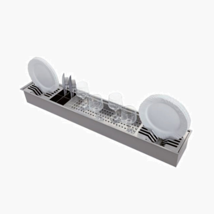 Calha Umida para Cozinha Gourmet ( Escorredor Embutido ) 120 x 19cm Aço Inox 304 com Acessórios - Konnen Metais - ST0120 by 627745