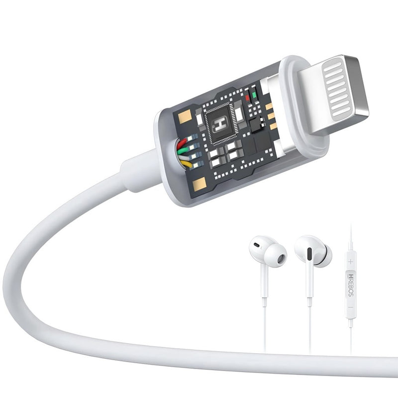 Fone De Ouvido Com Fio Entrada Lightning Hrebos HS-360 by 253444
