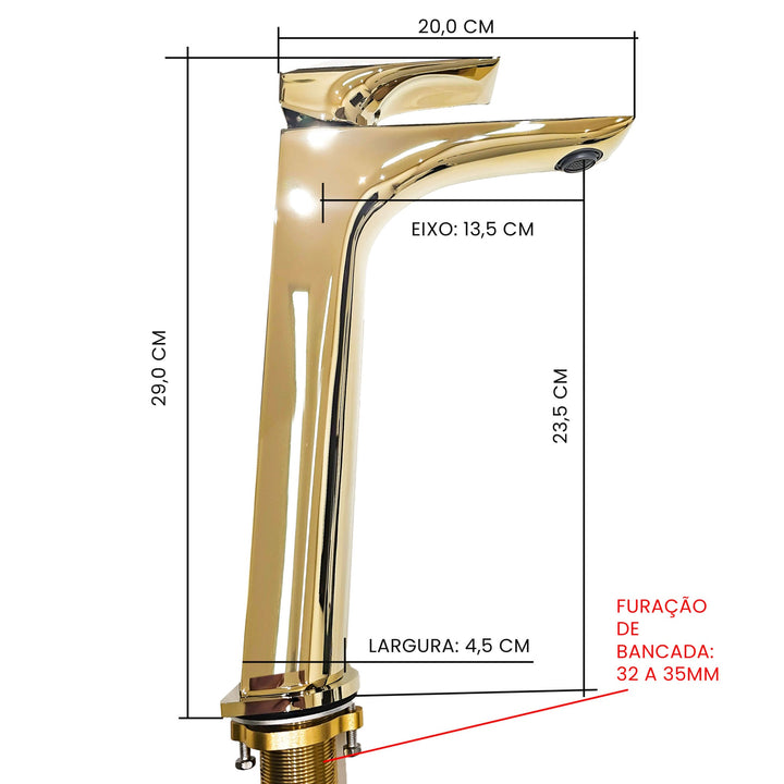 Torneira para Banheiro Monocomando Bica Alta - Konnen Metais - Crystal Alta- 44B1198G by 627745