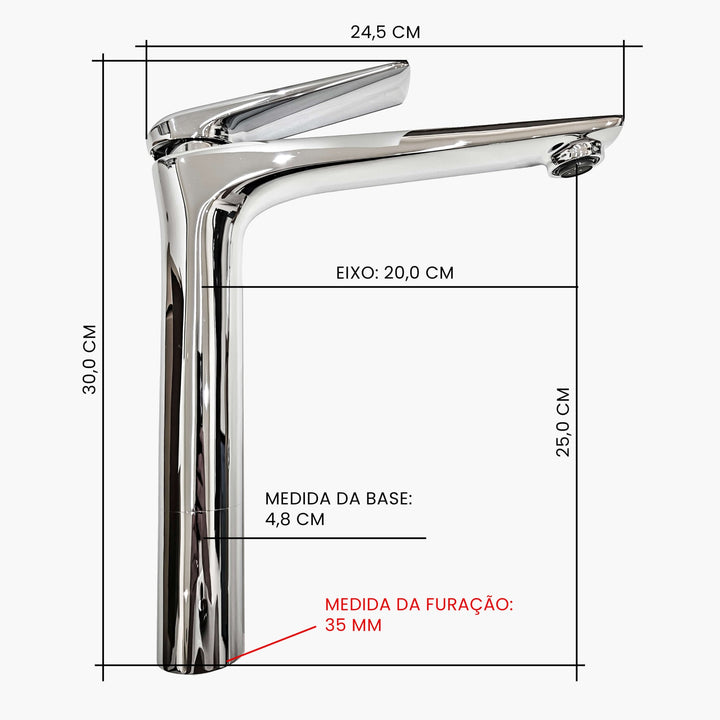 Torneira para Banheiro Monocomando Bica Alta - Konnen Metais - Ballet Alta - SD91833A-2 by 627745
