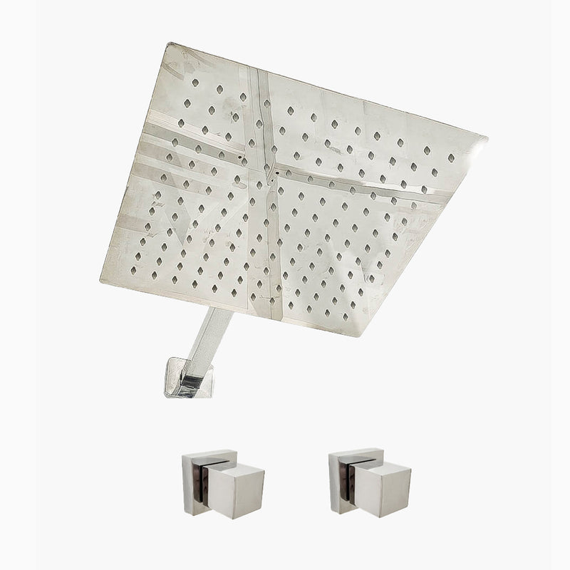 Kit Ducha Chuveiro 30 cm de Parede Quadrado com Kit de 2 Acabamentos de Registros Simples - Konnen Metais - CH-KR-30-Q-C by 627745