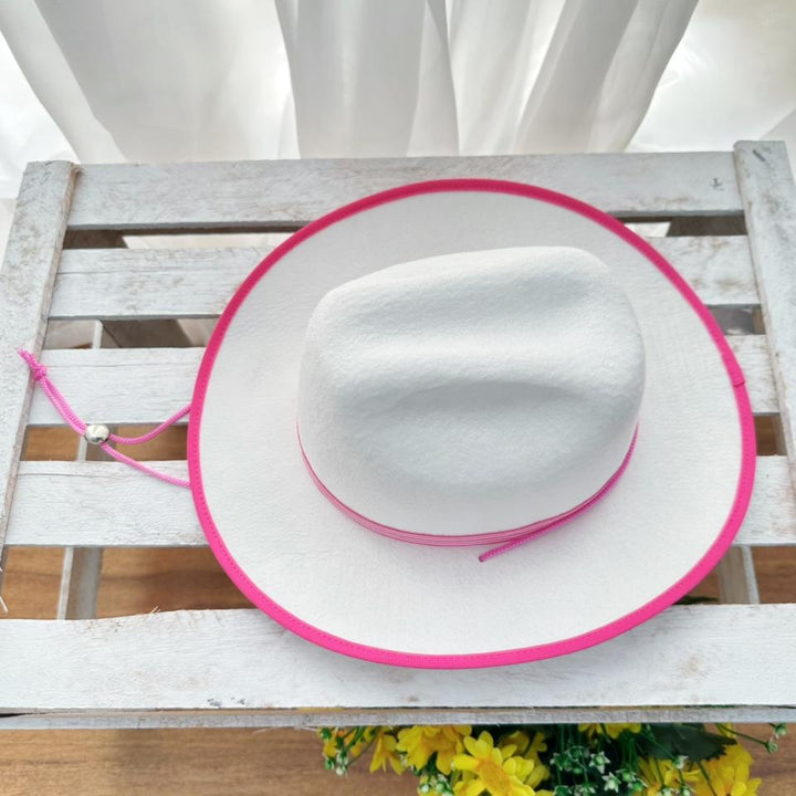 Chapéu Infantil Meninas Boiadeira Texano Branco Festa